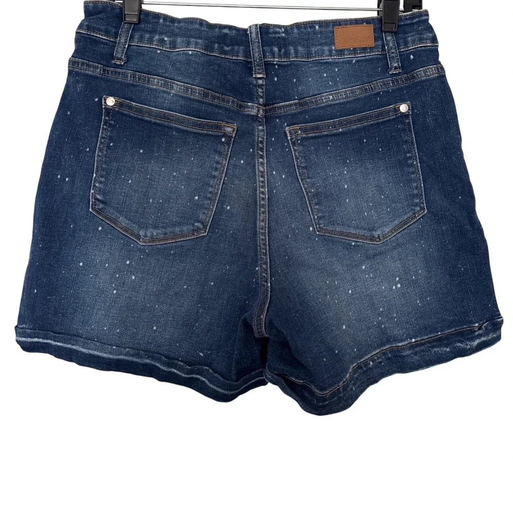Judy Blue Denim Shorts Womens XL Blue Paint Splatter High Rise JB150081